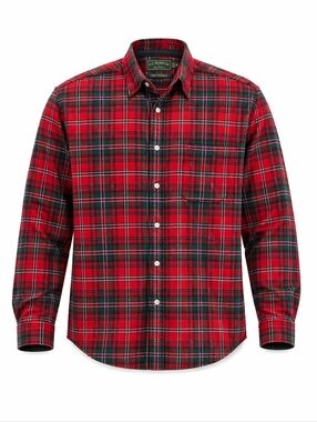 Vintage Filson Cotton/Wool Blend Red and Green Plaid Flannel Button-Down Shirt
